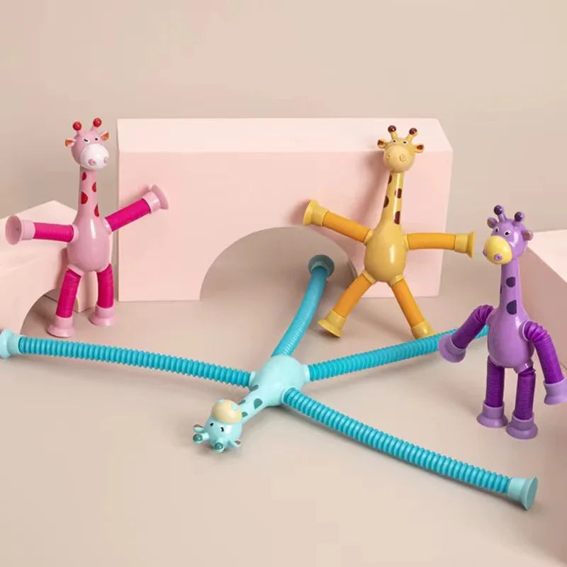 Girafinhas de Brinquedo Criativas, Estica e Gruda com Luz de LED